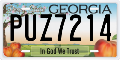 GA license plate PUZ7214