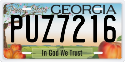GA license plate PUZ7216