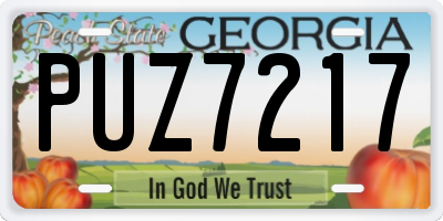 GA license plate PUZ7217