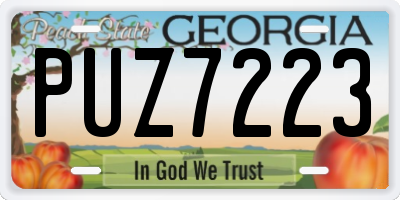 GA license plate PUZ7223