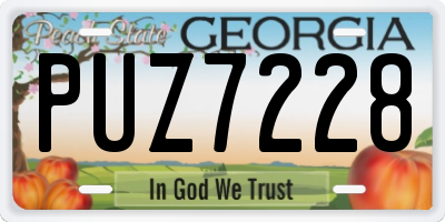 GA license plate PUZ7228