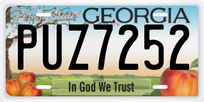 GA license plate PUZ7252