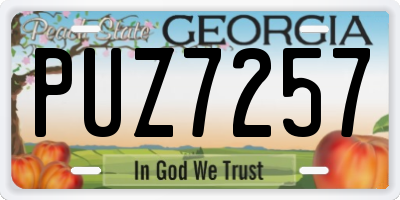 GA license plate PUZ7257