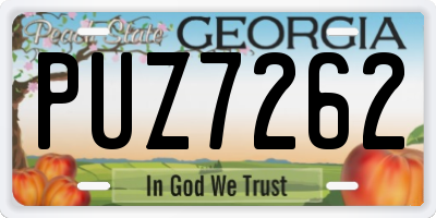 GA license plate PUZ7262
