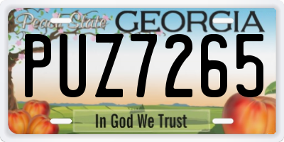 GA license plate PUZ7265