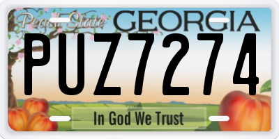 GA license plate PUZ7274