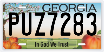 GA license plate PUZ7283