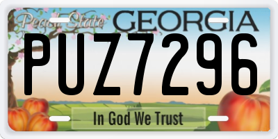GA license plate PUZ7296