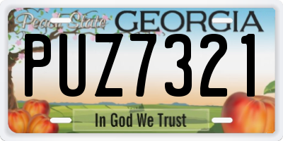 GA license plate PUZ7321