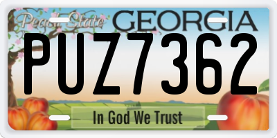 GA license plate PUZ7362