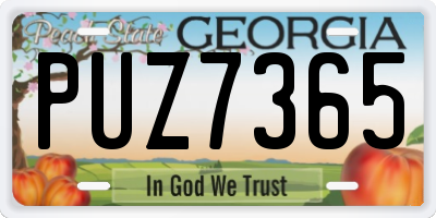 GA license plate PUZ7365