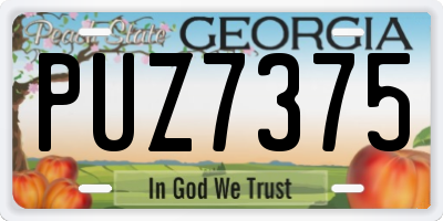 GA license plate PUZ7375