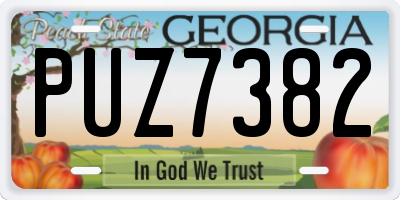 GA license plate PUZ7382