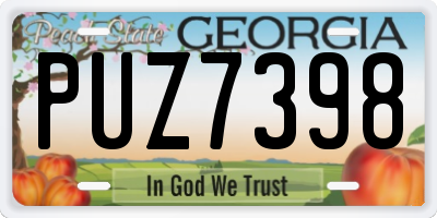 GA license plate PUZ7398