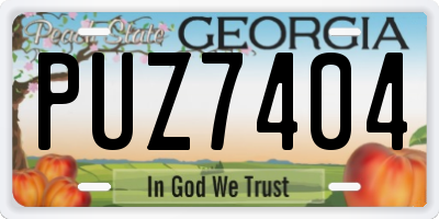 GA license plate PUZ7404