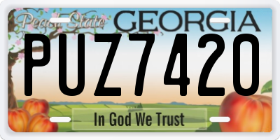 GA license plate PUZ7420
