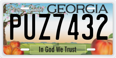 GA license plate PUZ7432