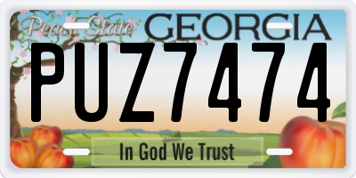 GA license plate PUZ7474