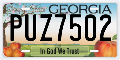 GA license plate PUZ7502