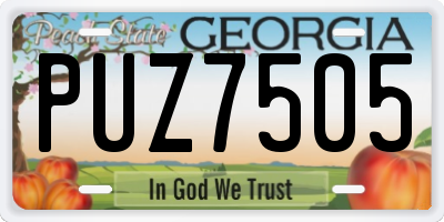 GA license plate PUZ7505