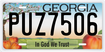 GA license plate PUZ7506