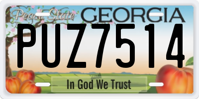 GA license plate PUZ7514