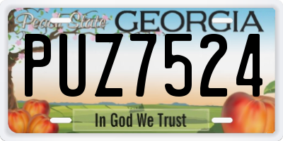 GA license plate PUZ7524