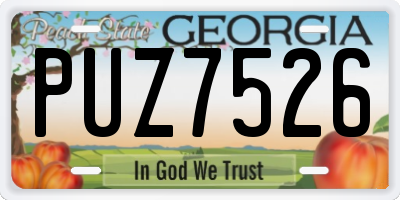 GA license plate PUZ7526