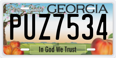 GA license plate PUZ7534