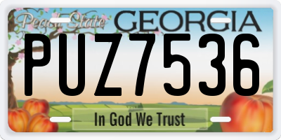 GA license plate PUZ7536