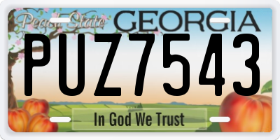 GA license plate PUZ7543