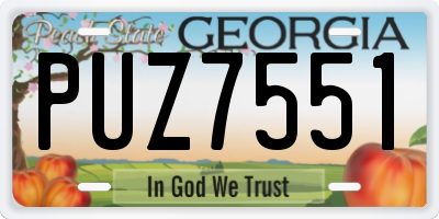 GA license plate PUZ7551