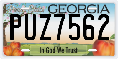 GA license plate PUZ7562