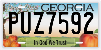 GA license plate PUZ7592