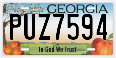 GA license plate PUZ7594