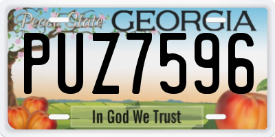 GA license plate PUZ7596
