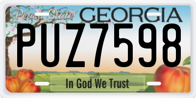 GA license plate PUZ7598