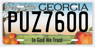 GA license plate PUZ7600