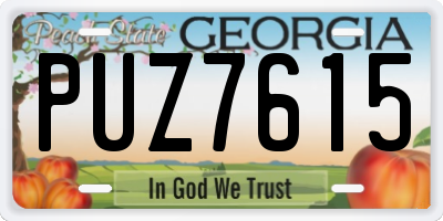 GA license plate PUZ7615