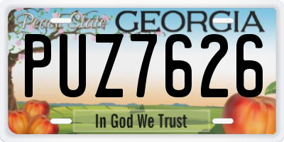 GA license plate PUZ7626