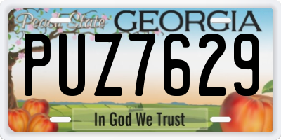 GA license plate PUZ7629
