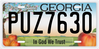 GA license plate PUZ7630