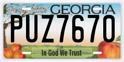 GA license plate PUZ7670