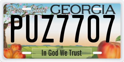 GA license plate PUZ7707