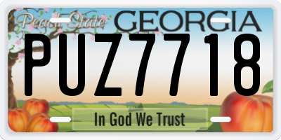GA license plate PUZ7718