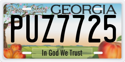 GA license plate PUZ7725
