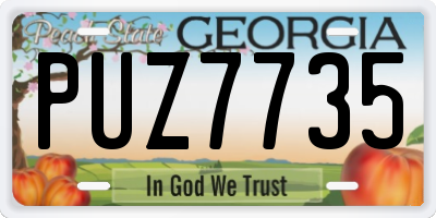 GA license plate PUZ7735