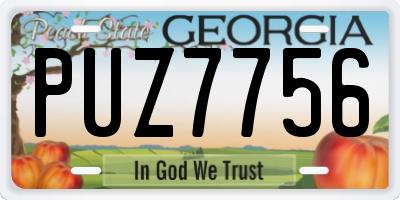 GA license plate PUZ7756
