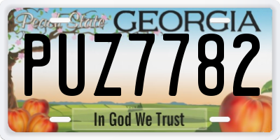 GA license plate PUZ7782