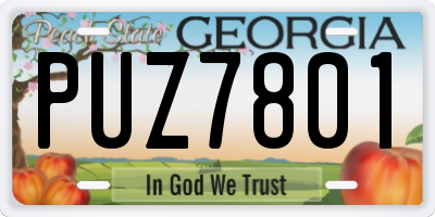 GA license plate PUZ7801